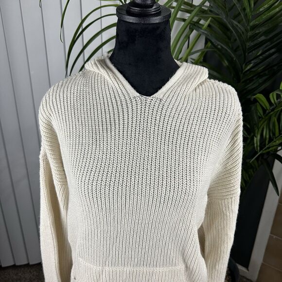 Forever 21 + Ivory Knit Pullover Hoodie Sweater Cream Sz 2X - Picture 9 of 16